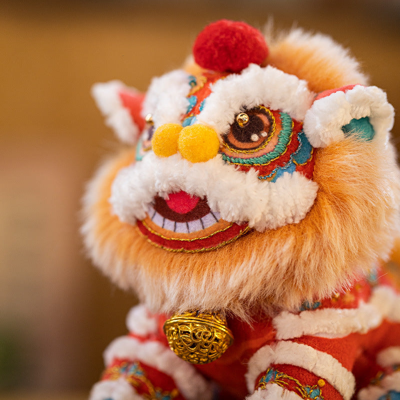 National Trend Lion Dance Embroidery Sachet Handmade DIY Kit 3D Doll Peace Amulet Pendant Portable Sachet