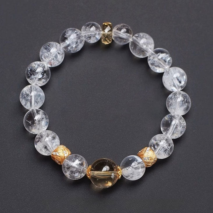Stress Relief& Sleep Support |  White Howlite Natural White Crystal Citrine Light Luxury Bracelet