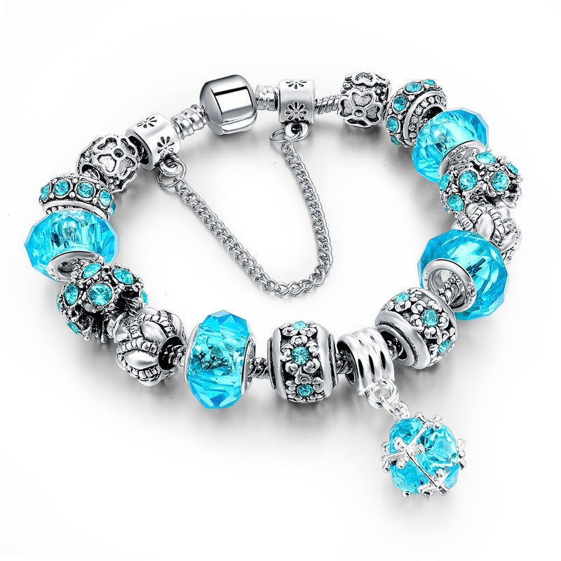 DIY Crystal Beaded Pendant Bracelet