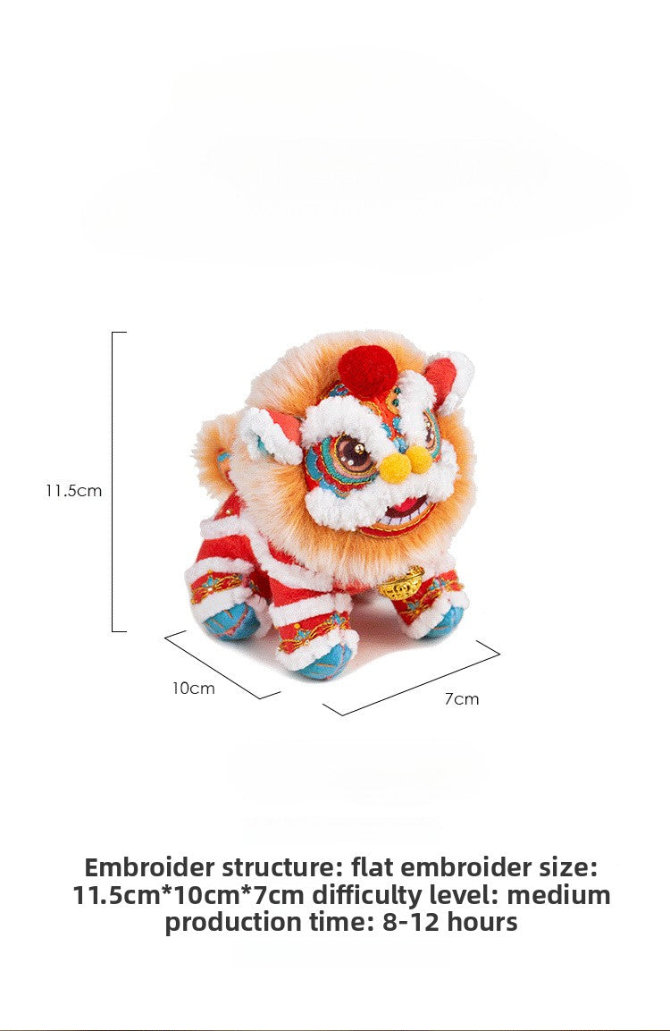 National Trend Lion Dance Embroidery Sachet Handmade DIY Kit 3D Doll Peace Amulet Pendant Portable Sachet