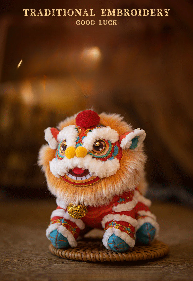 National Trend Lion Dance Embroidery Sachet Handmade DIY Kit 3D Doll Peace Amulet Pendant Portable Sachet