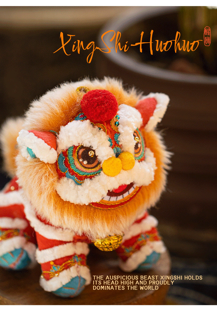 National Trend Lion Dance Embroidery Sachet Handmade DIY Kit 3D Doll Peace Amulet Pendant Portable Sachet