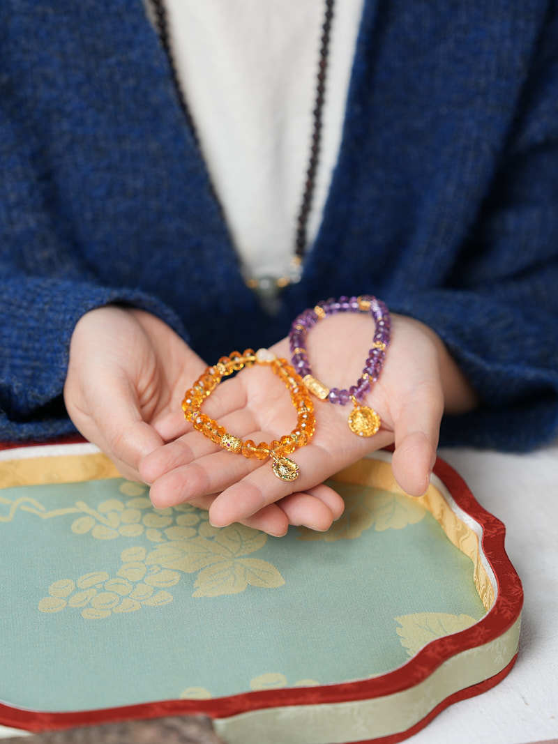 Amethyst gold-colored Wealth God bracelet