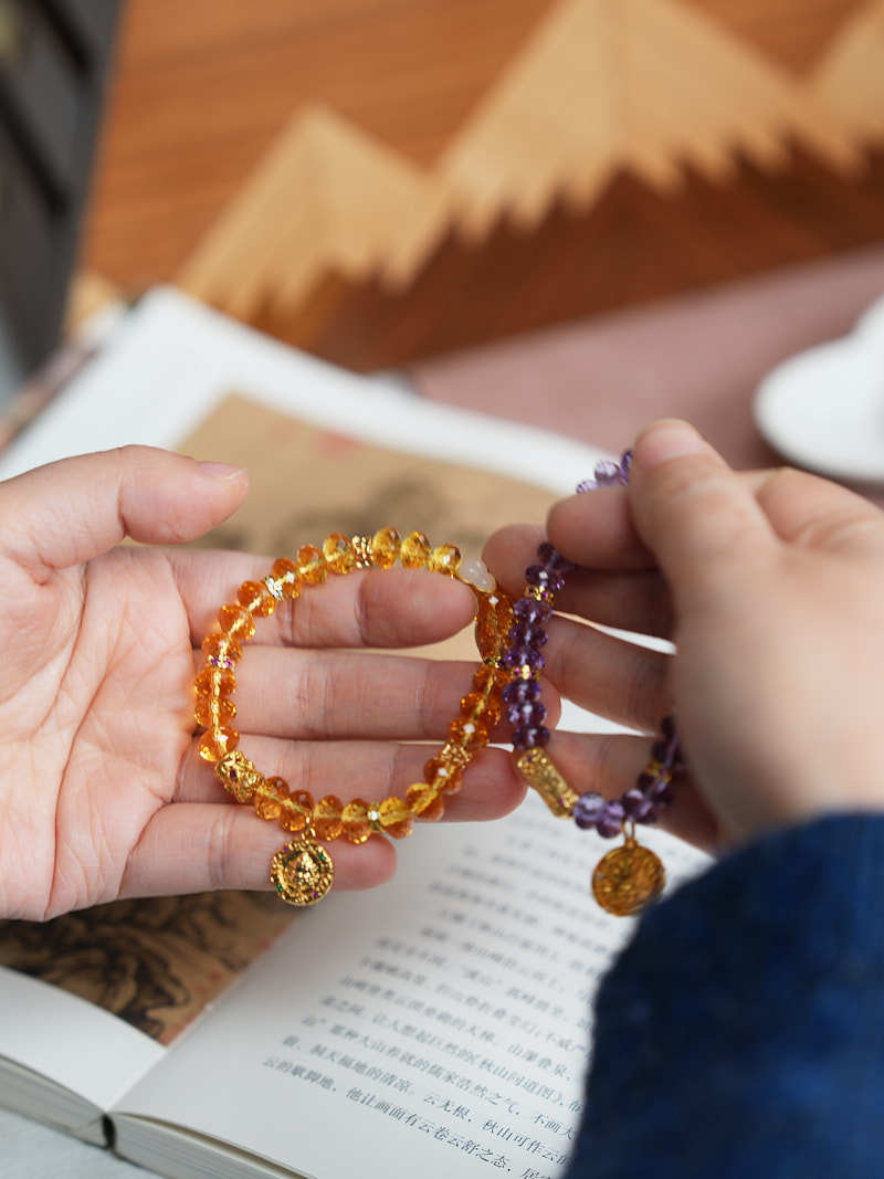 Amethyst gold-colored Wealth God bracelet