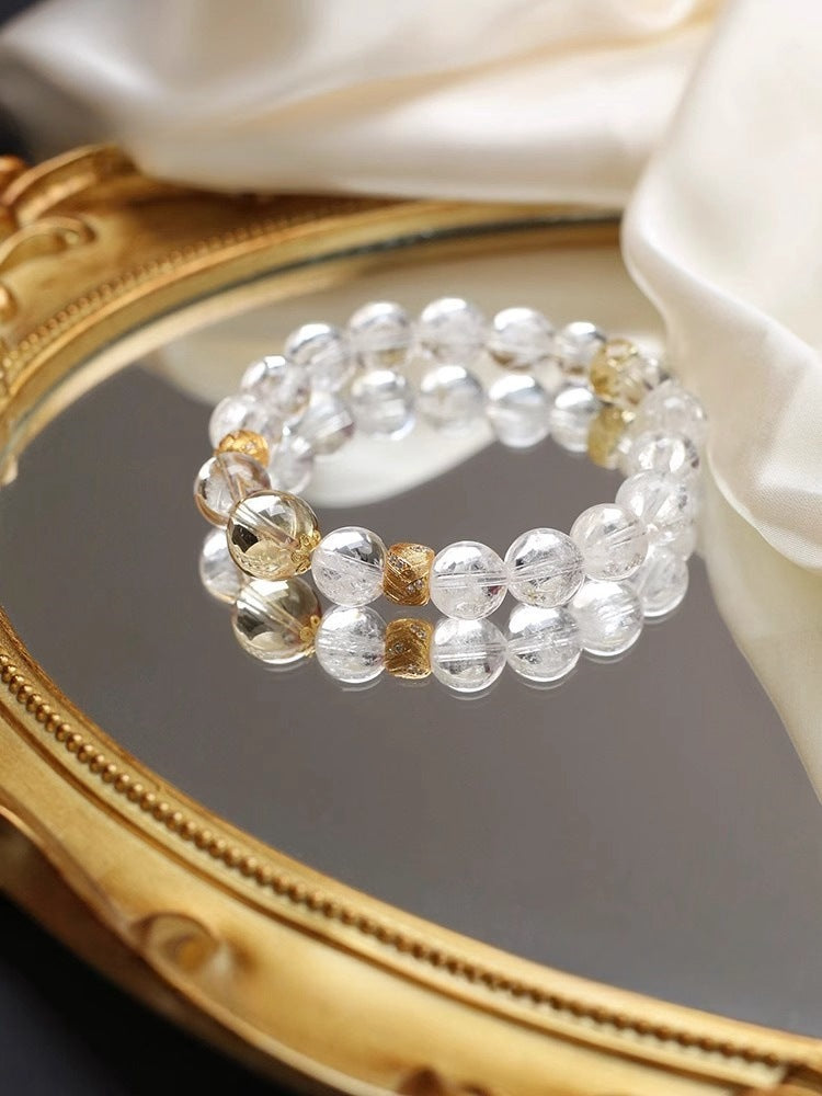 Stress Relief& Sleep Support |  White Howlite Natural White Crystal Citrine Light Luxury Bracelet