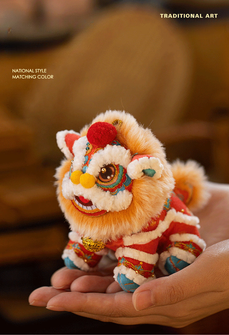 National Trend Lion Dance Embroidery Sachet Handmade DIY Kit 3D Doll Peace Amulet Pendant Portable Sachet