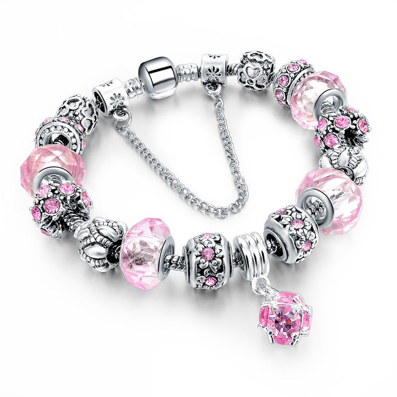 DIY Crystal Beaded Pendant Bracelet