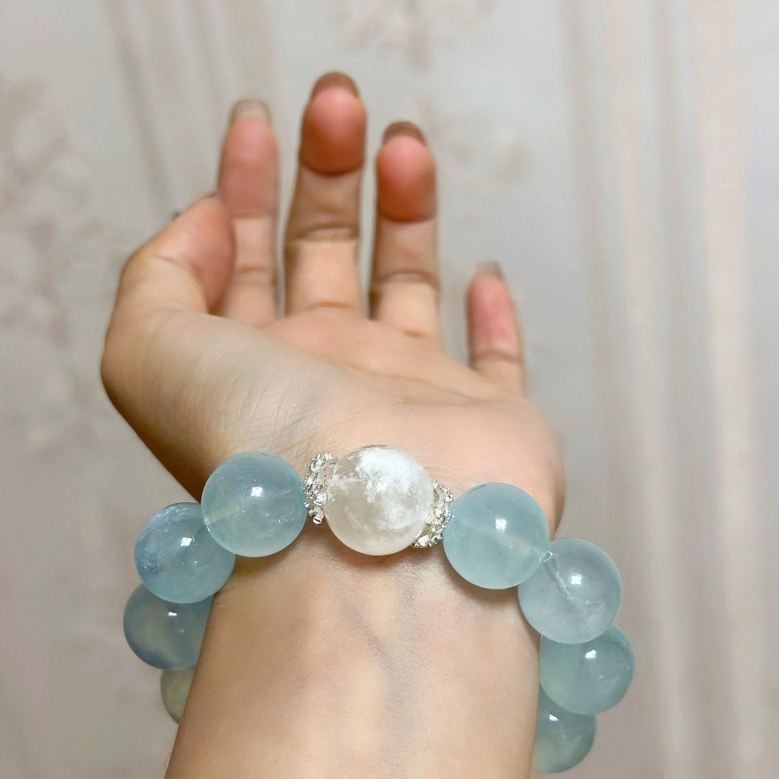 Moonstone & Aquamarine Ice Block Bracelet