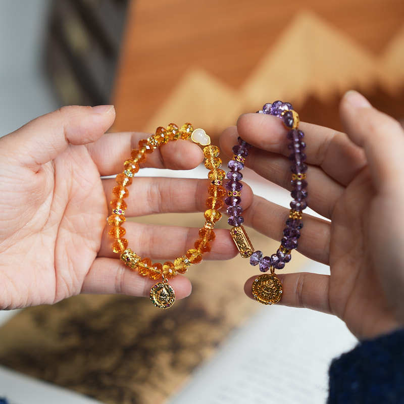 Amethyst gold-colored Wealth God bracelet
