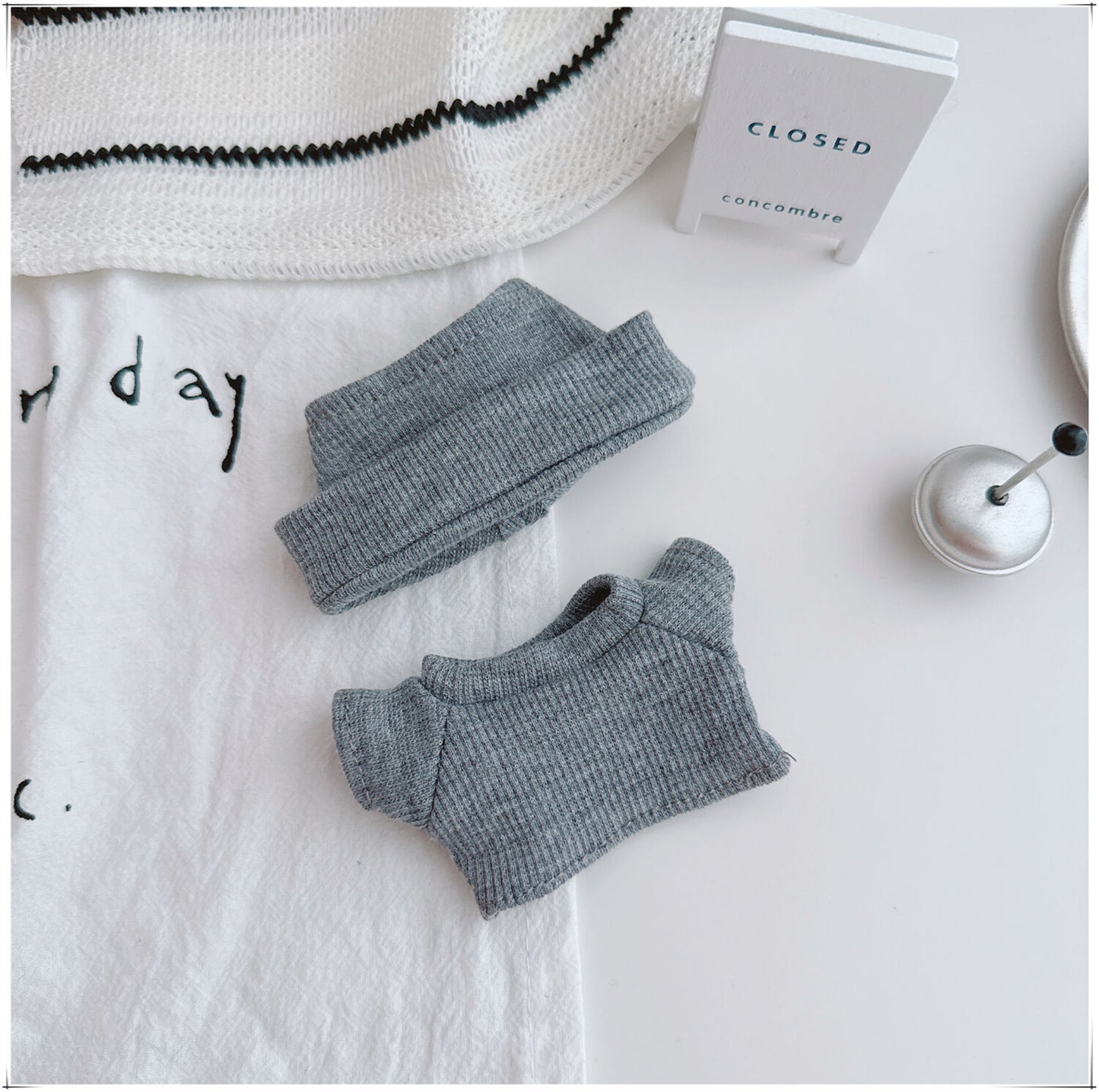 LBB Matching outfits Thread-knit rolled brim cap and casual set