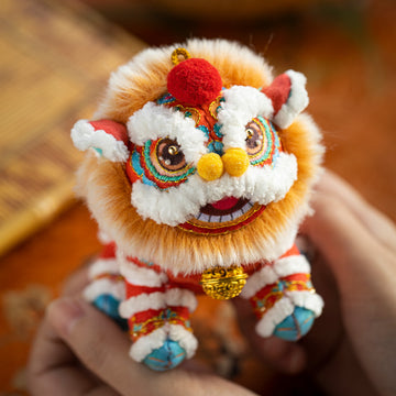National Trend Lion Dance Embroidery Sachet Handmade DIY Kit 3D Doll Peace Amulet Pendant Portable Sachet