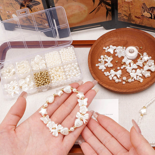 DIY ABS Beige Imitation Pearl Bracelet Set