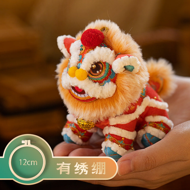 National Trend Lion Dance Embroidery Sachet Handmade DIY Kit 3D Doll Peace Amulet Pendant Portable Sachet