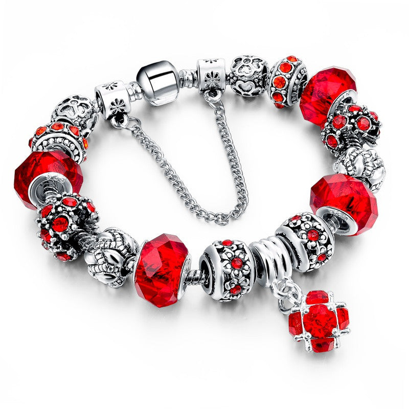 DIY Crystal Beaded Pendant Bracelet
