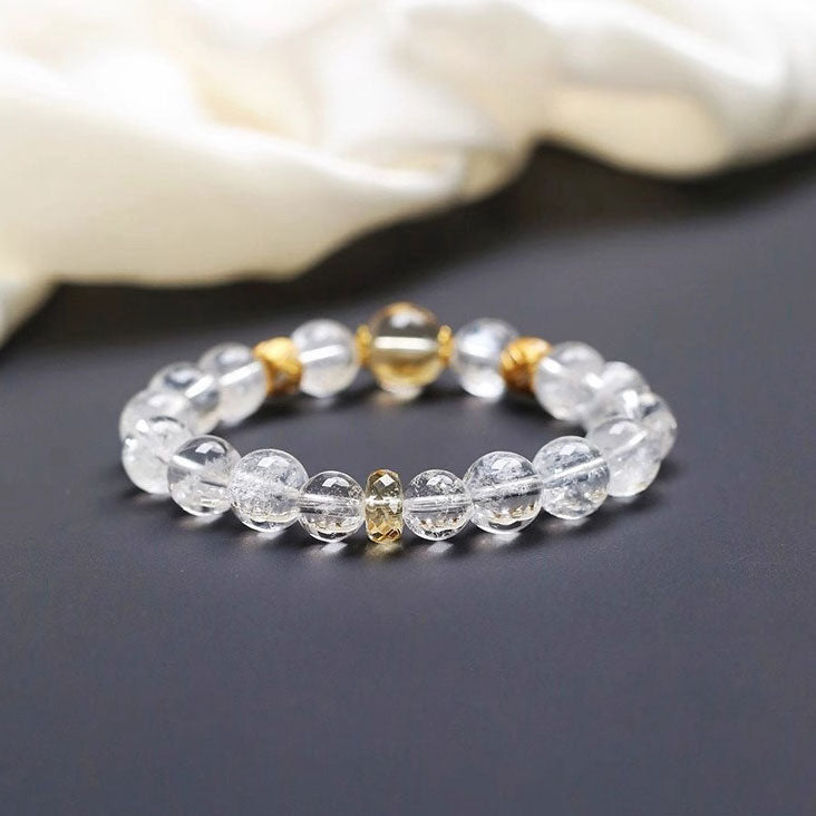 Stress Relief& Sleep Support |  White Howlite Natural White Crystal Citrine Light Luxury Bracelet