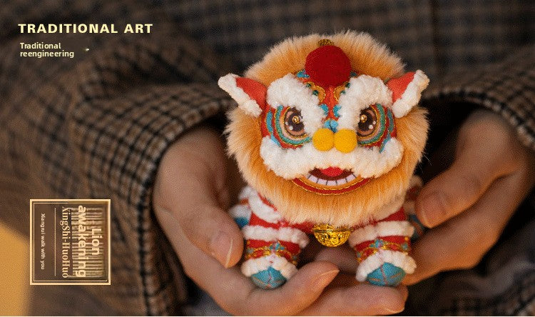 National Trend Lion Dance Embroidery Sachet Handmade DIY Kit 3D Doll Peace Amulet Pendant Portable Sachet