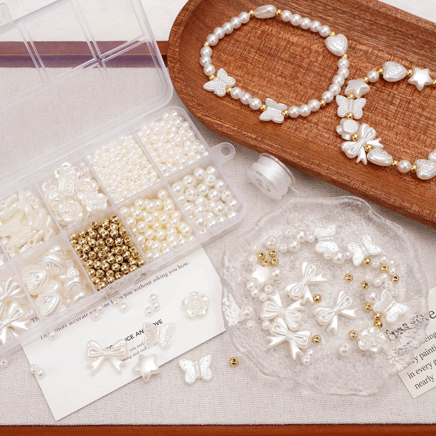 DIY ABS Beige Imitation Pearl Bracelet Set