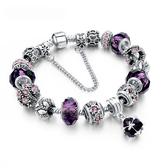 DIY Crystal Beaded Pendant Bracelet