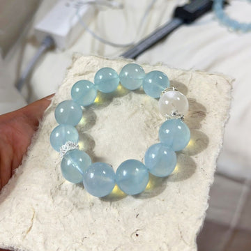 Moonstone & Aquamarine Ice Block Bracelet