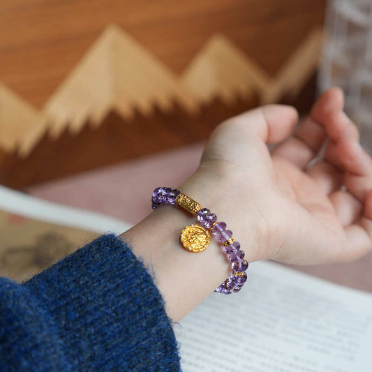 Amethyst gold-colored Wealth God bracelet