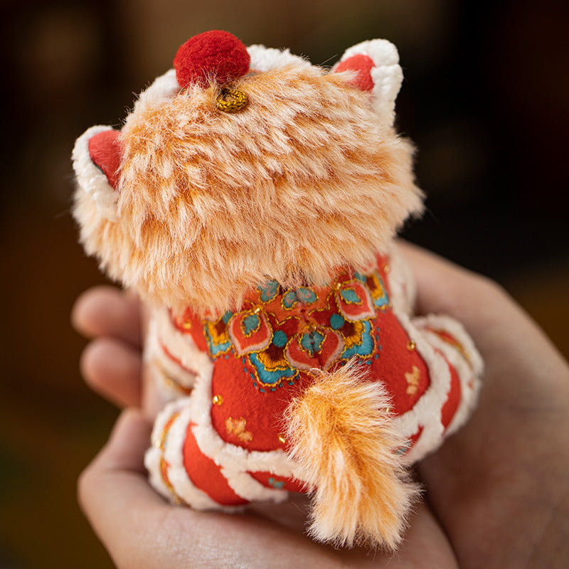 National Trend Lion Dance Embroidery Sachet Handmade DIY Kit 3D Doll Peace Amulet Pendant Portable Sachet